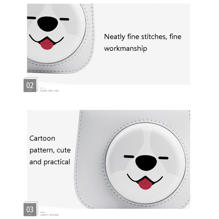 Cartoon Full Body Camera PU Leather Case Bag with Strap for FUJIFILM instax mini 9 / mini 11 / mini 8(Gray Small Milk Dog) by buy2fix