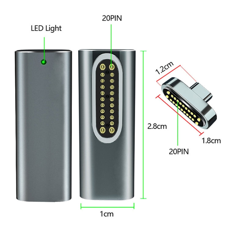 20 Pin Elbow Magnetic USB-C / Type-C Adapter Support Charging and 4K Video Transferring(Black) - Charging Cable & Head by buy2fix | Online Shopping UK | buy2fix