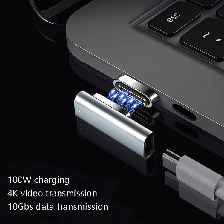 20 Pin Elbow Magnetic USB-C / Type-C Adapter Support Charging and 4K Video Transferring(Silver) - Charging Cable & Head by buy2fix | Online Shopping UK | buy2fix
