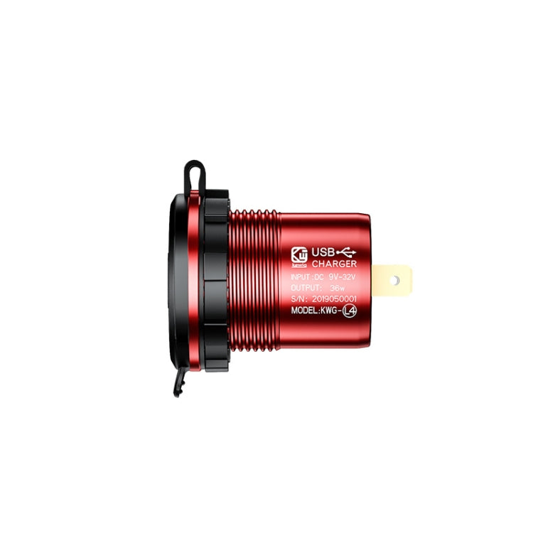 Aluminum Alloy Double QC3.0 Fast Charge With Button Switch Car USB Charger Waterproof Car Charger Specification: Golden Shell Green Light With Terminal - DIY Modified Charger by buy2fix | Online Shopping UK | buy2fix