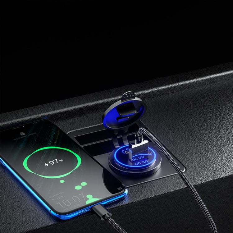 Car Motorcycle Ship Modified USB Charger Waterproof PD + QC3.0 Fast Charge, Model: Green Light With 60cm Line by buy2fix