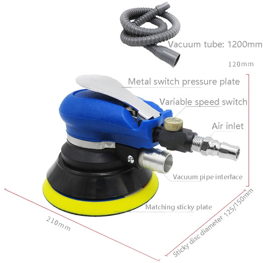 Pneumatic Sandpaper Machine Car Polishing Machine Grinding Machine Waxing Machine, Model: 6inch Vacuum by buy2fix