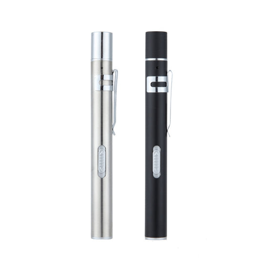 Flashlight Pupil Pen Light Yellow White Dual Light Source Dental Light LED Stainless Steel Morning Inspection Light(Silver) by buy2fix