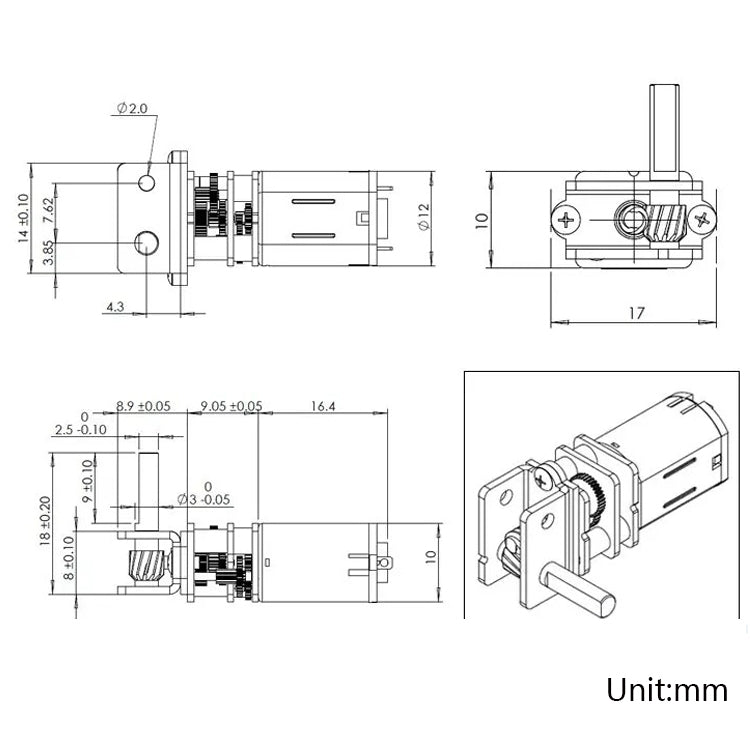 GW12N20 Worm Gear Low Speed Motor Ultra Mini Gear Power-Off Self-Locking Motor For Smart Car Robot(12V 200RPM) - Motor Module by buy2fix | Online Shopping UK | buy2fix