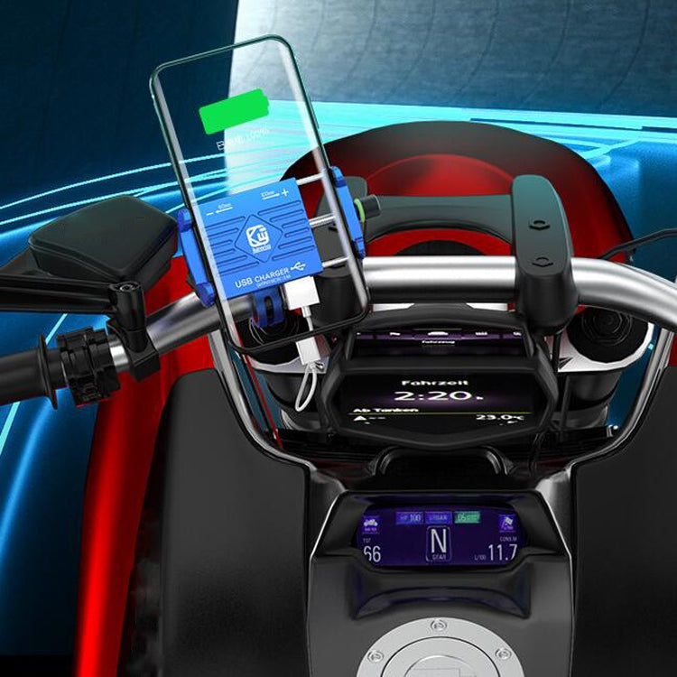 Kewig M6 Aluminum Alloy Motorcycle Mobile Phone Bracket Rechargeable With Switch Waterproof Stable Navigation Bracket(Silver) by buy2fix