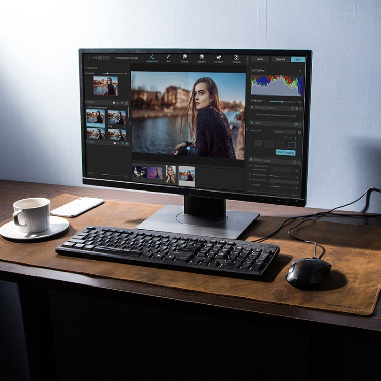 CF9011 Desk Pad Retro Crazy Horse Leather Notebook Computer Mouse Pad Oversized Anti-Slip Desktop Computer Desk Leather Pad(Brown) - Mouse Pads by buy2fix | Online Shopping UK | buy2fix