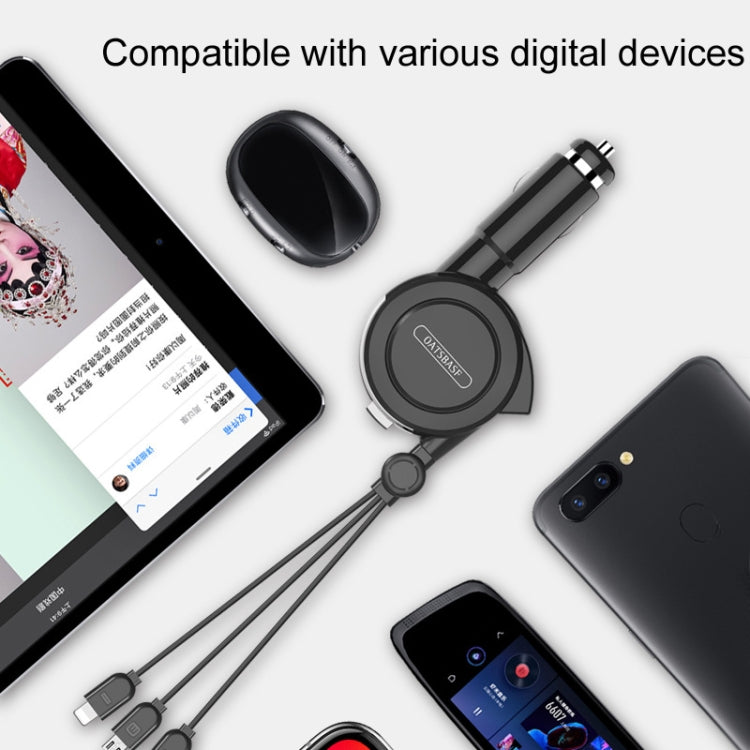 Oatsbasf 3 in 1 Multifunctional Car Charger Data Cable, Colour: 1M(Red) by Oatsbasf