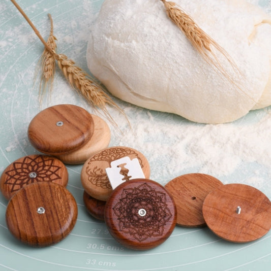 Bread Baguette Round Knife Wooden Double-Sided Bread Trimming Knife With 5 Blades, Specification: Pattern 1 Flower Pear Wood by buy2fix