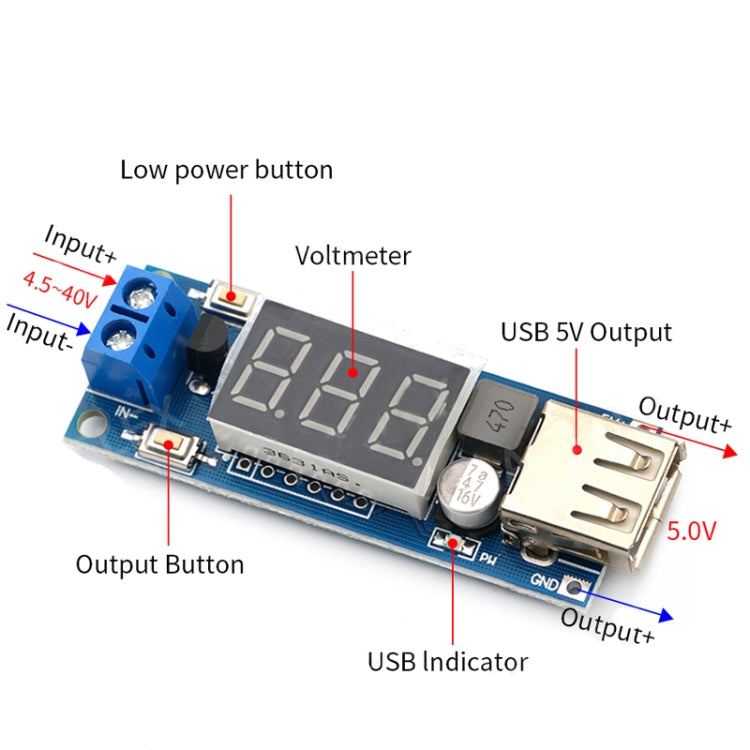 HW-318 12V To 5V Buck Module DC-DC 3A DC Power Module LED Battery Car Voltmeter by buy2fix