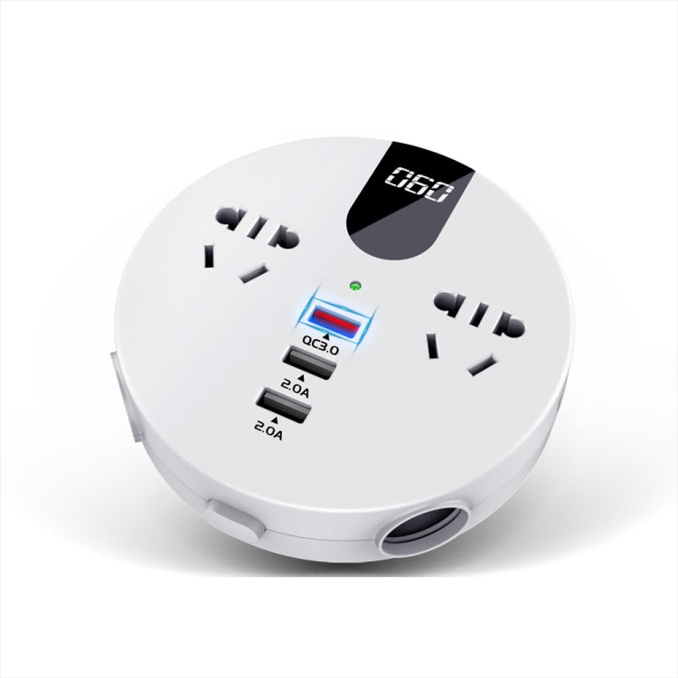 QC3.0 Car 12V 24V To 110V 220V Multi-function Inverter(White Round) - DIY Modified Charger by buy2fix | Online Shopping UK | buy2fix
