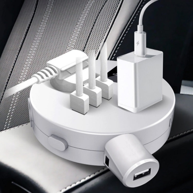 QC3.0 Car 12V 24V To 110V 220V Multi-function Inverter(White Round) by buy2fix