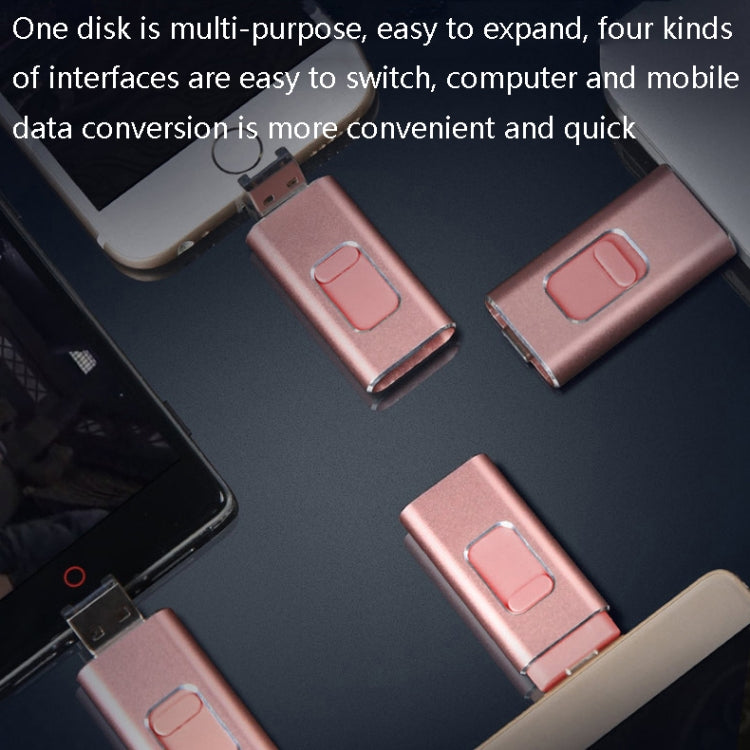 32GB SH02 USB 3.0 + 8 Pin + Mirco USB + Type-C 4 In 1 Mobile Computer U-Disk With OTG Function(Gold) - U Disk & Card Reader by buy2fix | Online Shopping UK | buy2fix
