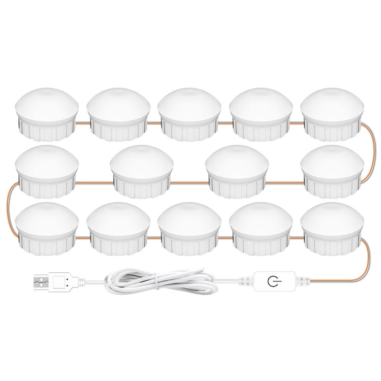 14 LEDs Mirror Front Light Dimmable Makeup Mirror USB Touch Control Light(White Light) - Night Lights by buy2fix | Online Shopping UK | buy2fix
