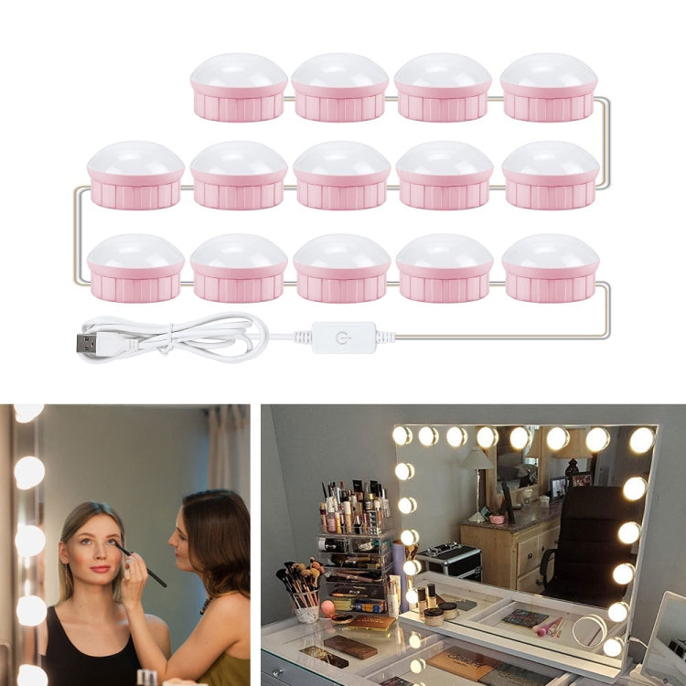 14 LEDs Mirror Front Light Dimmable Makeup Mirror USB Touch Control Light(White Light) - Night Lights by buy2fix | Online Shopping UK | buy2fix