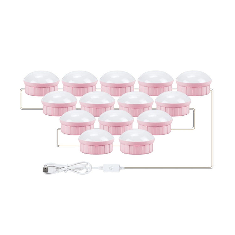 14 LEDs Mirror Front Light Dimmable Makeup Mirror USB Touch Control Light(White Light) - Night Lights by buy2fix | Online Shopping UK | buy2fix