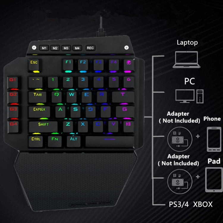 K700 44 Keys RGB Luminous Switchable Axis Gaming One-Handed Keyboard, Cable Length: 1m(Tea Shaft) by buy2fix