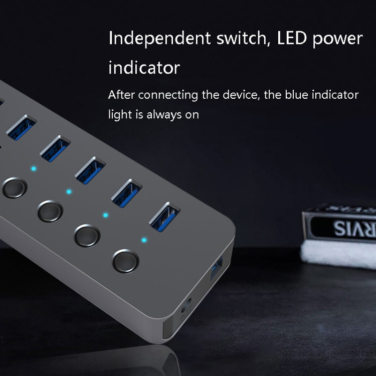 Blueendless USB Splitter Aluminum Alloy QC Fast Charge Expander, Number of interfaces: 10-port (12V4A Power) by Blueendless