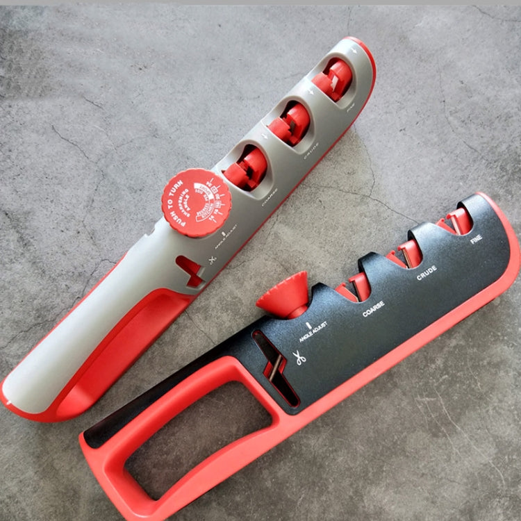 4- In-1 Adjustable Manual Knife Sharpener Multifunctional Knife Sharpener(Black Red) - Knife Sharpener by buy2fix | Online Shopping UK | buy2fix