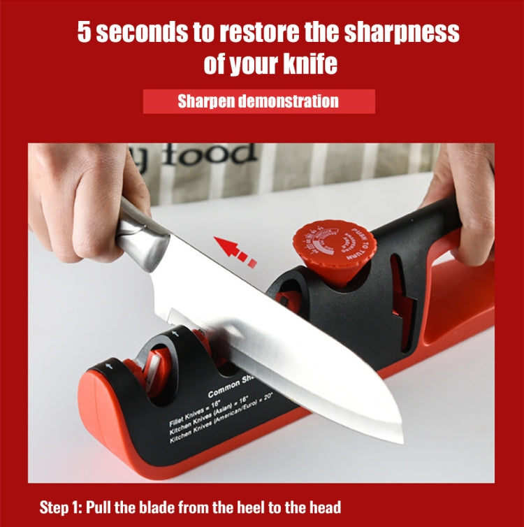 4- In-1 Adjustable Manual Knife Sharpener Multifunctional Knife Sharpener(Black Red) - Knife Sharpener by buy2fix | Online Shopping UK | buy2fix