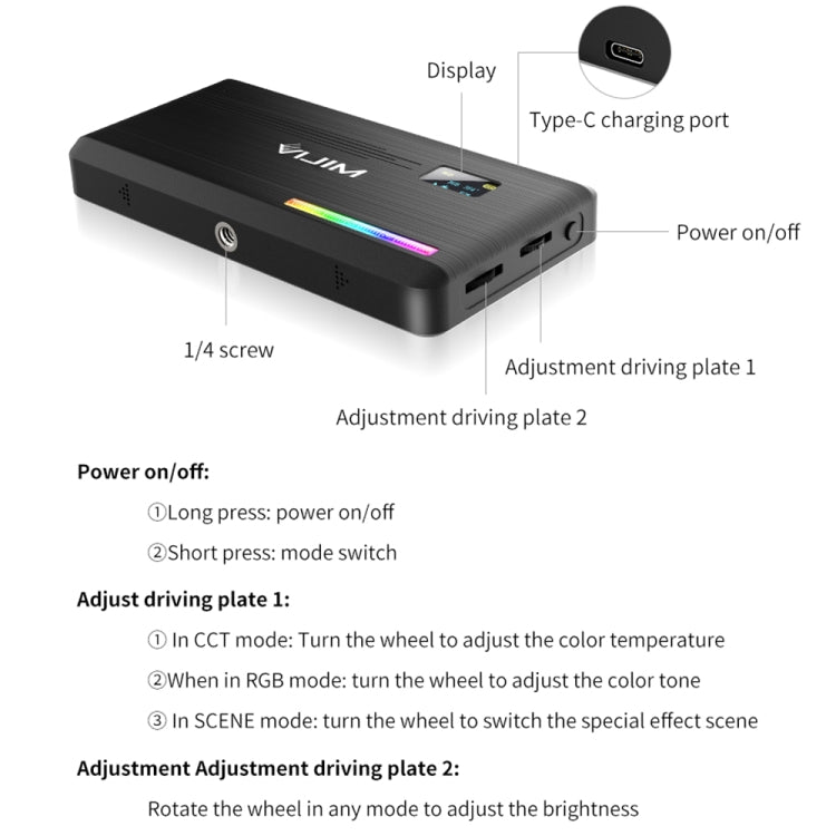 Ulanzi VIJIM VL196 Pocket Portable Full Color RGB Fill Light Hand-Held Photography Live Light - by Ulanzi | Online Shopping UK | buy2fix