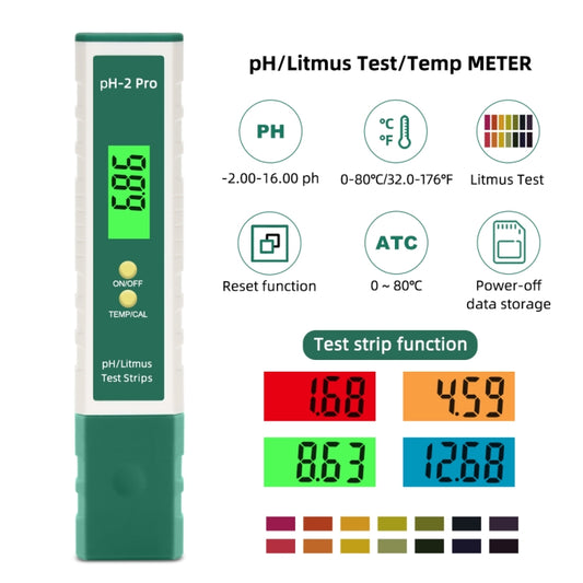 PH-2 Pro Litmus Tester Litmus Test Paper Color Change PH Meter Water Quality Meter - PH & Moisture Meter by buy2fix | Online Shopping UK | buy2fix