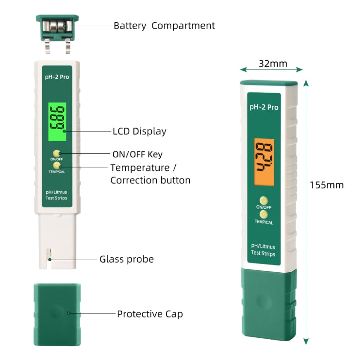 PH-2 Pro Litmus Tester Litmus Test Paper Color Change PH Meter Water Quality Meter - PH & Moisture Meter by buy2fix | Online Shopping UK | buy2fix