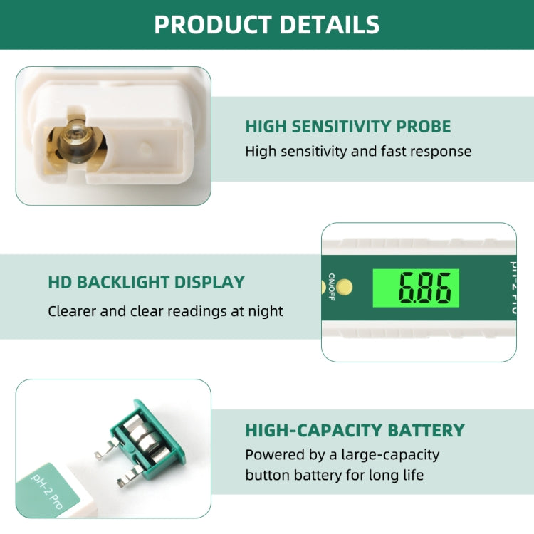 PH-2 Pro Litmus Tester Litmus Test Paper Color Change PH Meter Water Quality Meter - PH & Moisture Meter by buy2fix | Online Shopping UK | buy2fix