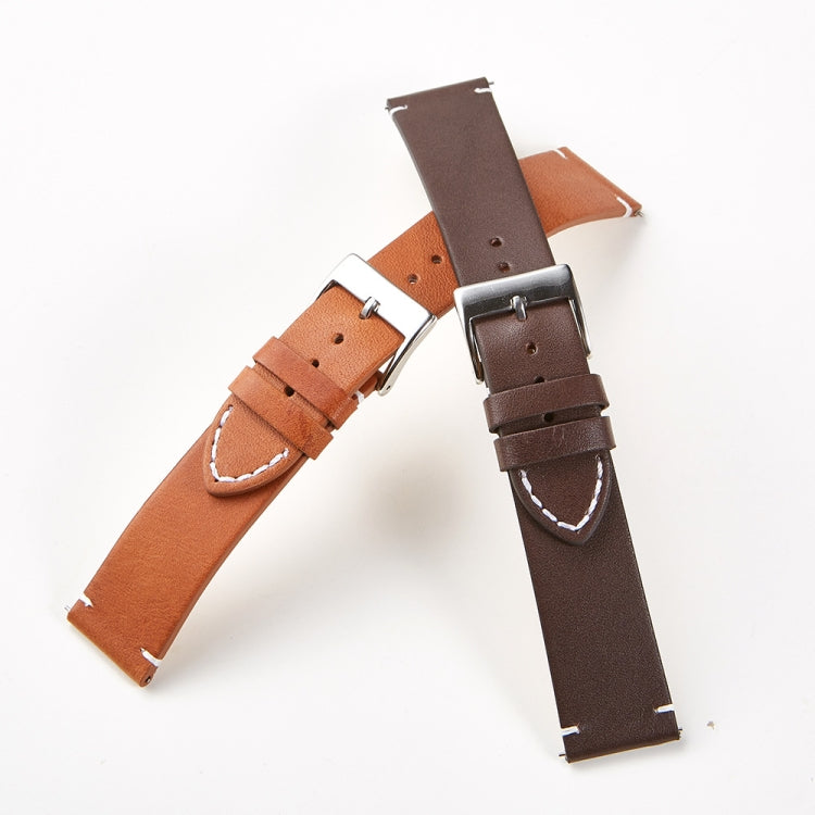 First Layer Retro Cowhide Frosted Leather Quick Release Universal Watch Band, Size: 24mm(Light Brown) - 22mm Bands by buy2fix | Online Shopping UK | buy2fix