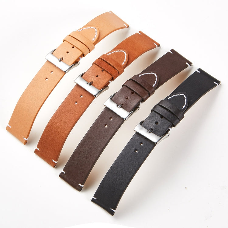 First Layer Retro Cowhide Frosted Leather Quick Release Universal Watch Band, Size: 24mm(Light Brown) - 22mm Bands by buy2fix | Online Shopping UK | buy2fix