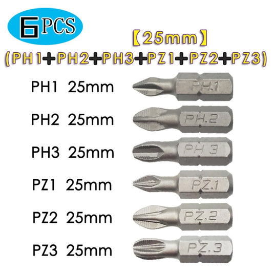 6PCS/set 25mm Strong Magnetic Hand Drill Screwdriver Mouth Anti-Slip Screwdriver Bit - Drill & Drill Bits by buy2fix | Online Shopping UK | buy2fix