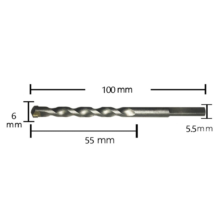 2pcs Hand Electric Drill Shock Drill Wall Mix Soil Cement Wall Construction Drill Bit, Model: 6x100mm Triangle Handle - Drill & Drill Bits by buy2fix | Online Shopping UK | buy2fix