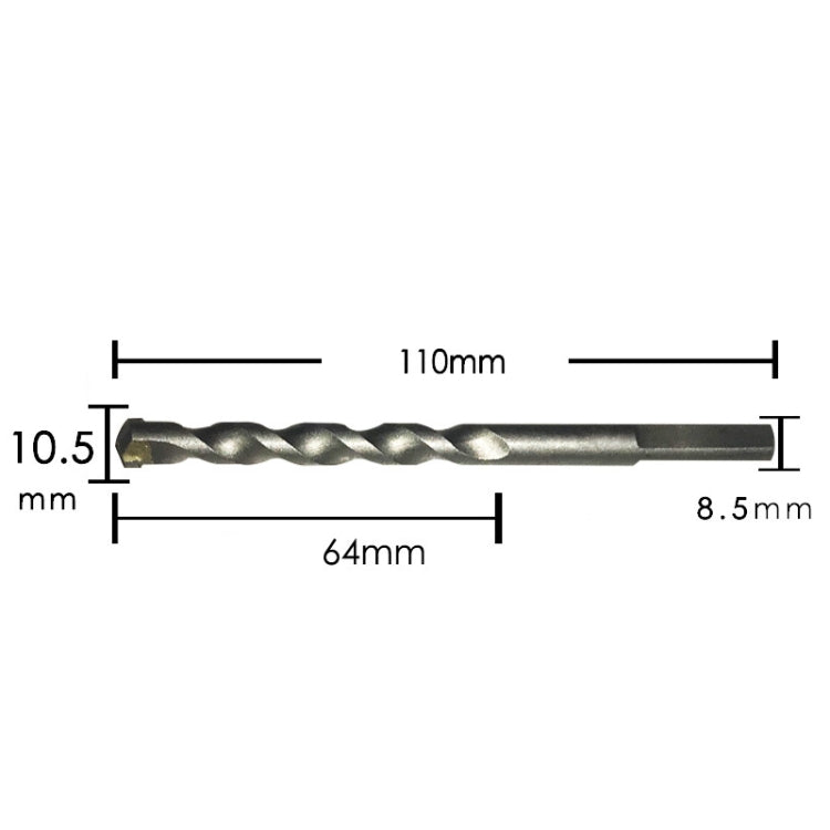 2pcs Hand Electric Drill Shock Drill Wall Mix Soil Cement Wall Construction Drill Bit, Model: 10.5x110mm Triangle Handle - Drill & Drill Bits by buy2fix | Online Shopping UK | buy2fix