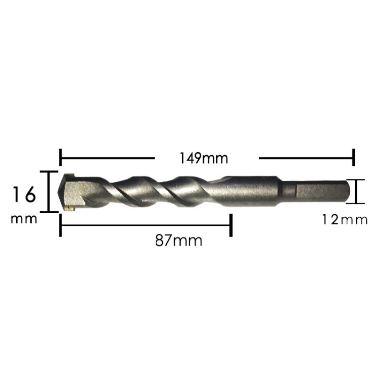 2pcs Hand Electric Drill Shock Drill Wall Mix Soil Cement Wall Construction Drill Bit, Model: 16x150mm Triangle Handle - Drill & Drill Bits by buy2fix | Online Shopping UK | buy2fix