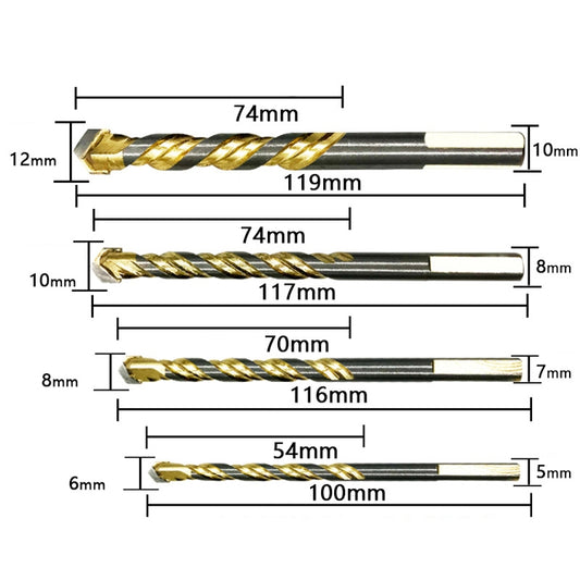 6mm Titanium-Plated King Drill Porcelain Brick Glass Brick Drill Punched Twist Triangle Drill - Drill & Drill Bits by buy2fix | Online Shopping UK | buy2fix