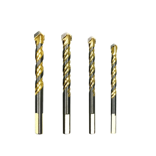 6mm+8mm+10mm+12mm Titanium-Plated King Drill Porcelain Brick Glass Brick Drill Punched Twist Triangle Drill - Drill & Drill Bits by buy2fix | Online Shopping UK | buy2fix
