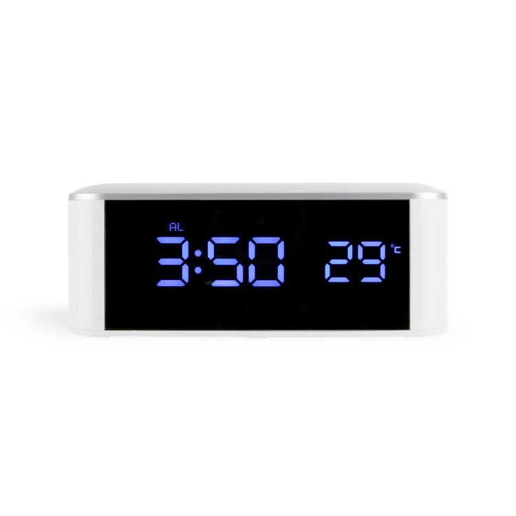 Home LED Mirror Multifunction Electronic Clock Mirror Clock Household Thermometer(Blue Word) - Alarm Clocks by buy2fix | Online Shopping UK | buy2fix