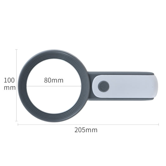 30 Times 18 LED Cool Warm Light HD Elderly Reading Repair Glass Magnifier(Gray White) - Hand Held Style by buy2fix | Online Shopping UK | buy2fix
