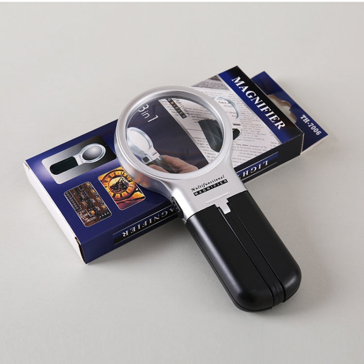 Th7006 Multi-Function Folding Magnifying Mirror With LED Lamp Hold Bracket Two-Purpose Reading Repair Acrylic 3 Times Magnifier by buy2fix