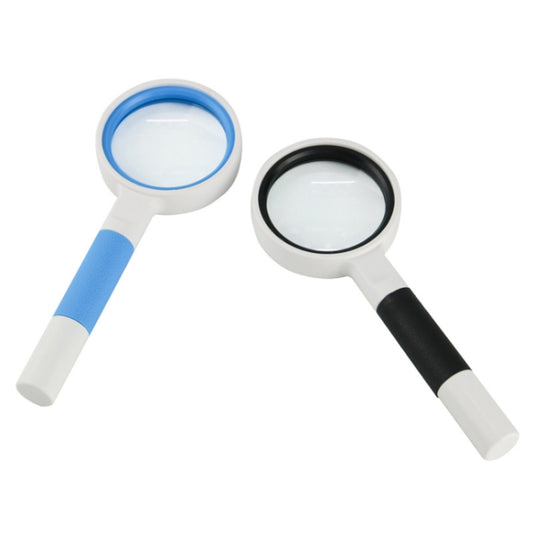 Hand-Held Reading Magnifier Glass Lens Anti-Skid Handle Old Man Reading Repair Identification Magnifying Glass, Specification: 50mm 7 Times (Black White) by buy2fix