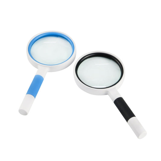 Hand-Held Reading Magnifier Glass Lens Anti-Skid Handle Old Man Reading Repair Identification Magnifying Glass, Specification: 65mm 6 Times (Blue White) by buy2fix