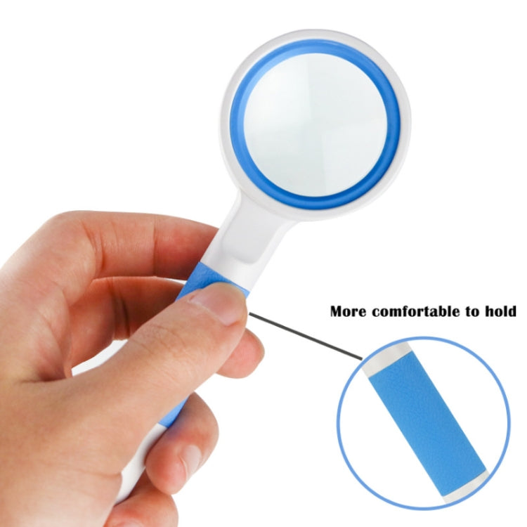 Hand-Held Reading Magnifier Glass Lens Anti-Skid Handle Old Man Reading Repair Identification Magnifying Glass, Specification: 65mm 6 Times (Blue White) - Hand Held Style by buy2fix | Online Shopping UK | buy2fix