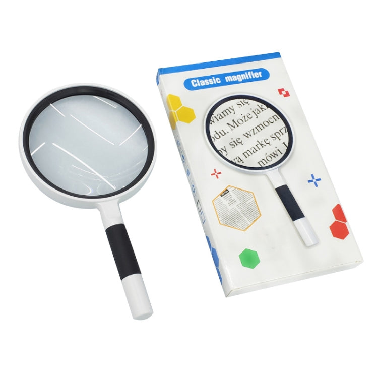 Hand-Held Reading Magnifier Glass Lens Anti-Skid Handle Old Man Reading Repair Identification Magnifying Glass, Specification: 65mm 6 Times (Blue White) - Hand Held Style by buy2fix | Online Shopping UK | buy2fix