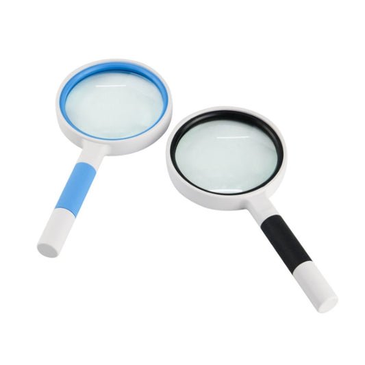 Hand-Held Reading Magnifier Glass Lens Anti-Skid Handle Old Man Reading Repair Identification Magnifying Glass, Specification: 85mm 10 Times (Black White) by buy2fix