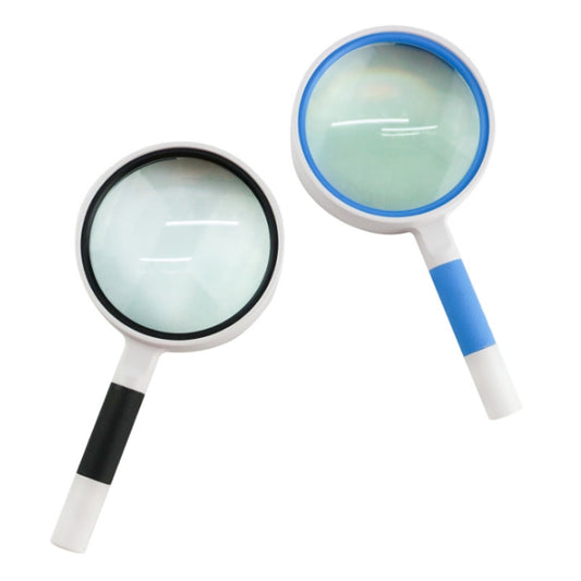 Hand-Held Reading Magnifier Glass Lens Anti-Skid Handle Old Man Reading Repair Identification Magnifying Glass, Specification: 100mm 3 Times (Black White) by buy2fix