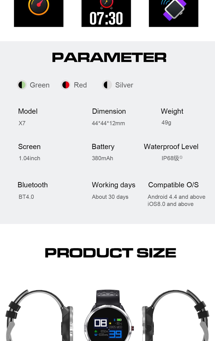 Q88 Smart Watch IP68 Waterproof Men Sports Smartwatch Android Bluetooth Watch Support Heart Rate / Call Reminder / Pedometer / Sleep Monitoring / Tracker(Black Red) - Smart Watches by buy2fix | Online Shopping UK | buy2fix