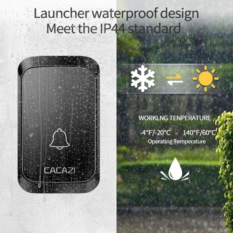 CACAZI A50 1 For 1 Wireless Music Doorbell without Battery, Plug:UK Plug(Black) by CACAZI