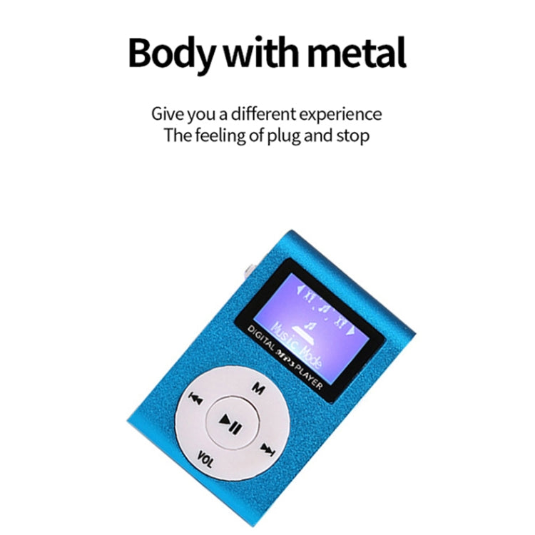 128M+Earphone+Cable Mini Lavalier Metal MP3 Music Player with Screen(Gold) - MP3 Player by buy2fix | Online Shopping UK | buy2fix