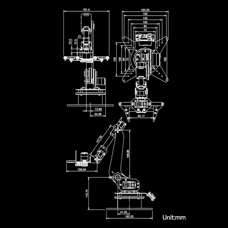 Waveshare High-Torque Serial Bus Servo, Desktop Robotic Arm Kit, Based On ESP32, 5-DOF, Plug:EU Plug by Waveshare