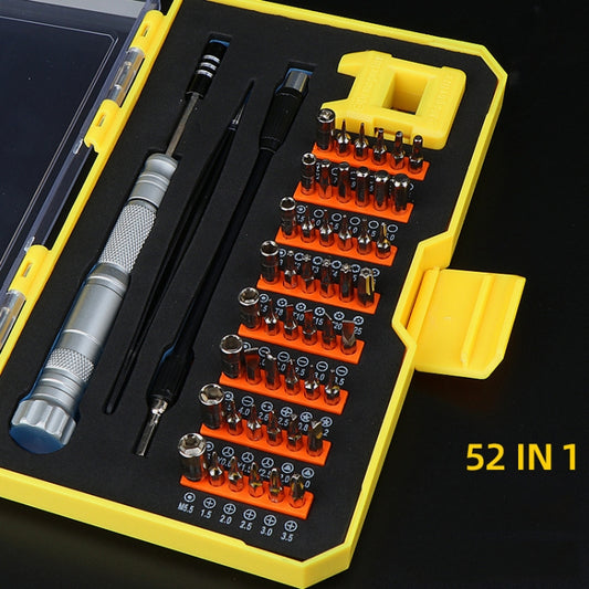 Obadun 9802B 52 in 1 Aluminum Alloy Handle Hardware Tool Screwdriver Set Home Precision Screwdriver Mobile Phone Disassembly Tool(Yellow Box) by Obadun