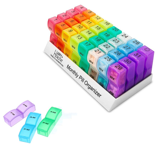 One Month Use 31-Compartment Plastic Colorful Pill Box Family Independent Pill Storage Box(20.5x10.3x7cm) - Pill Boxes by buy2fix | Online Shopping UK | buy2fix